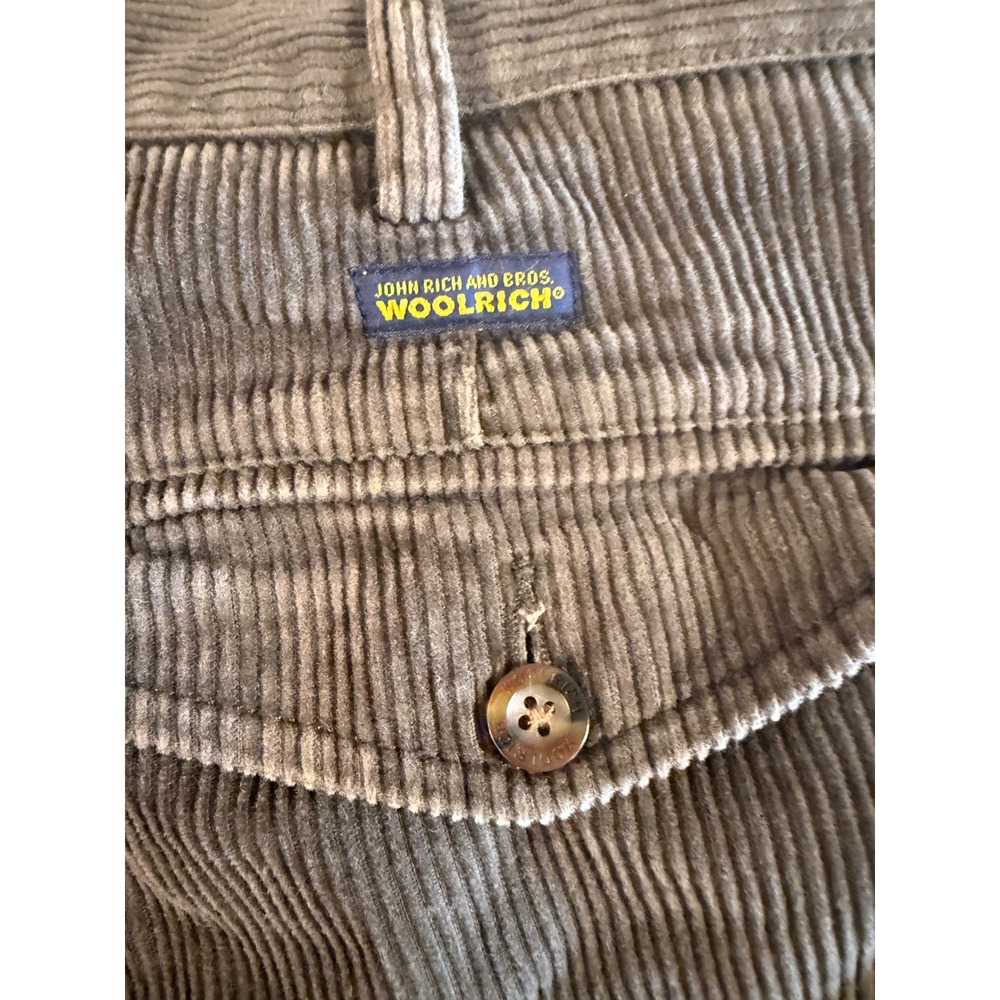 Woolrich John Rich & Bros Men Dark Loden Pleated Corduroy Pants 32x32 1956 Green - Picture 6 of 8